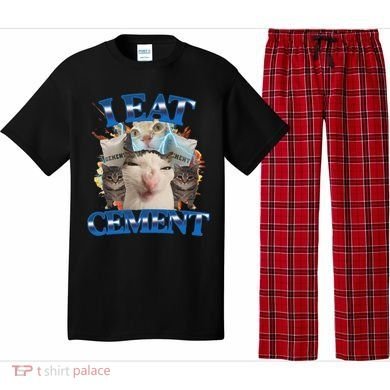 I Eat Cement Cursed Cat Funny Oddly Specific Dank Meme Pajama Set