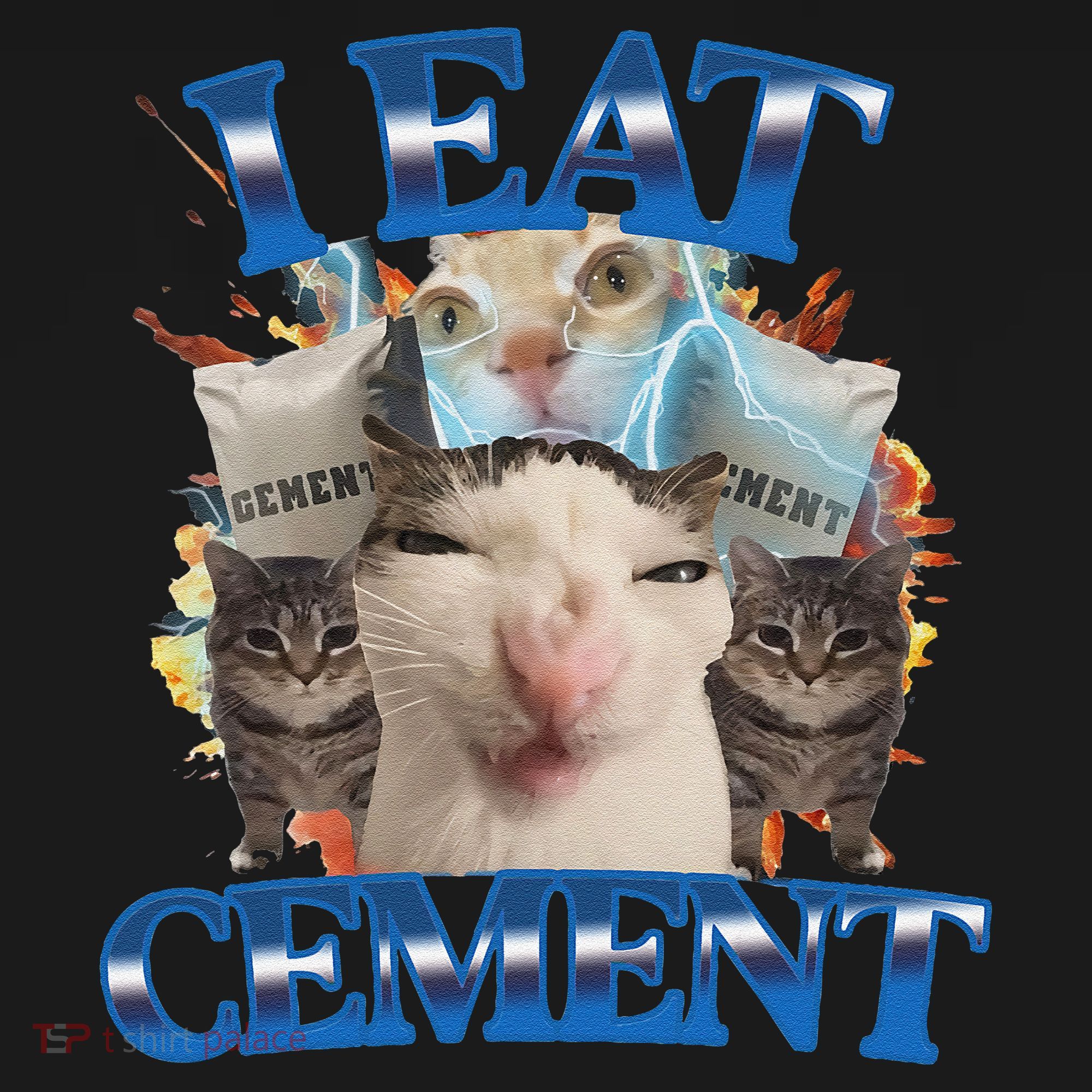 I Eat Cement Cursed Cat Funny Oddly Specific Dank Meme Pajama Set