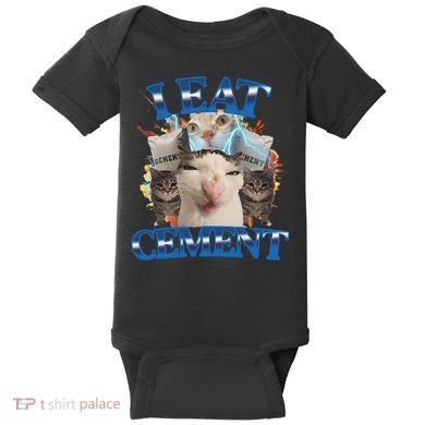 I Eat Cement Cursed Cat Funny Oddly Specific Dank Meme Baby Bodysuit