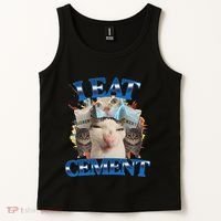 I Eat Cement Cursed Cat Funny Oddly Specific Dank Meme Tank Top thumb 2