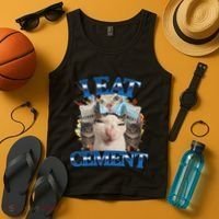 I Eat Cement Cursed Cat Funny Oddly Specific Dank Meme Tank Top thumb 4