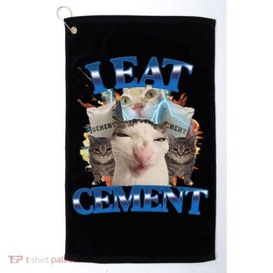 I Eat Cement Cursed Cat Funny Oddly Specific Dank Meme Golf Towel
