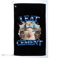 I Eat Cement Cursed Cat Funny Oddly Specific Dank Meme Golf Towel thumb 0