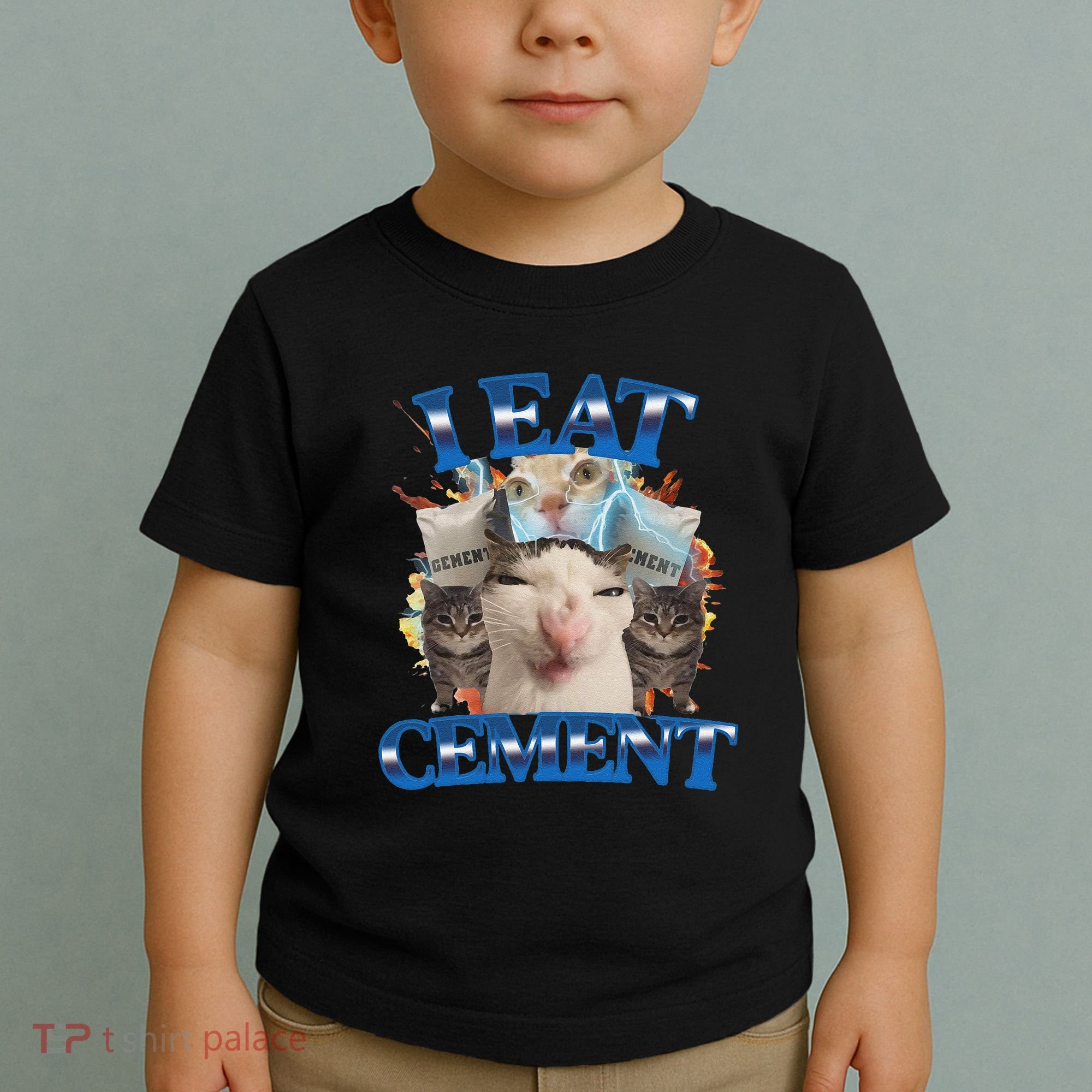 I Eat Cement Cursed Cat Funny Oddly Specific Dank Meme Toddler T-Shirt