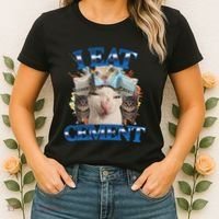 I Eat Cement Cursed Cat Funny Oddly Specific Dank Meme Women's T-Shirt thumb 2