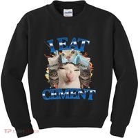 I Eat Cement Cursed Cat Funny Oddly Specific Dank Meme Kids Sweatshirt thumb 0