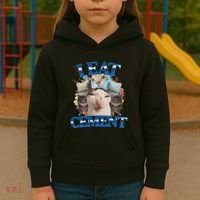 I Eat Cement Cursed Cat Funny Oddly Specific Dank Meme Kids Hoodie thumb 3