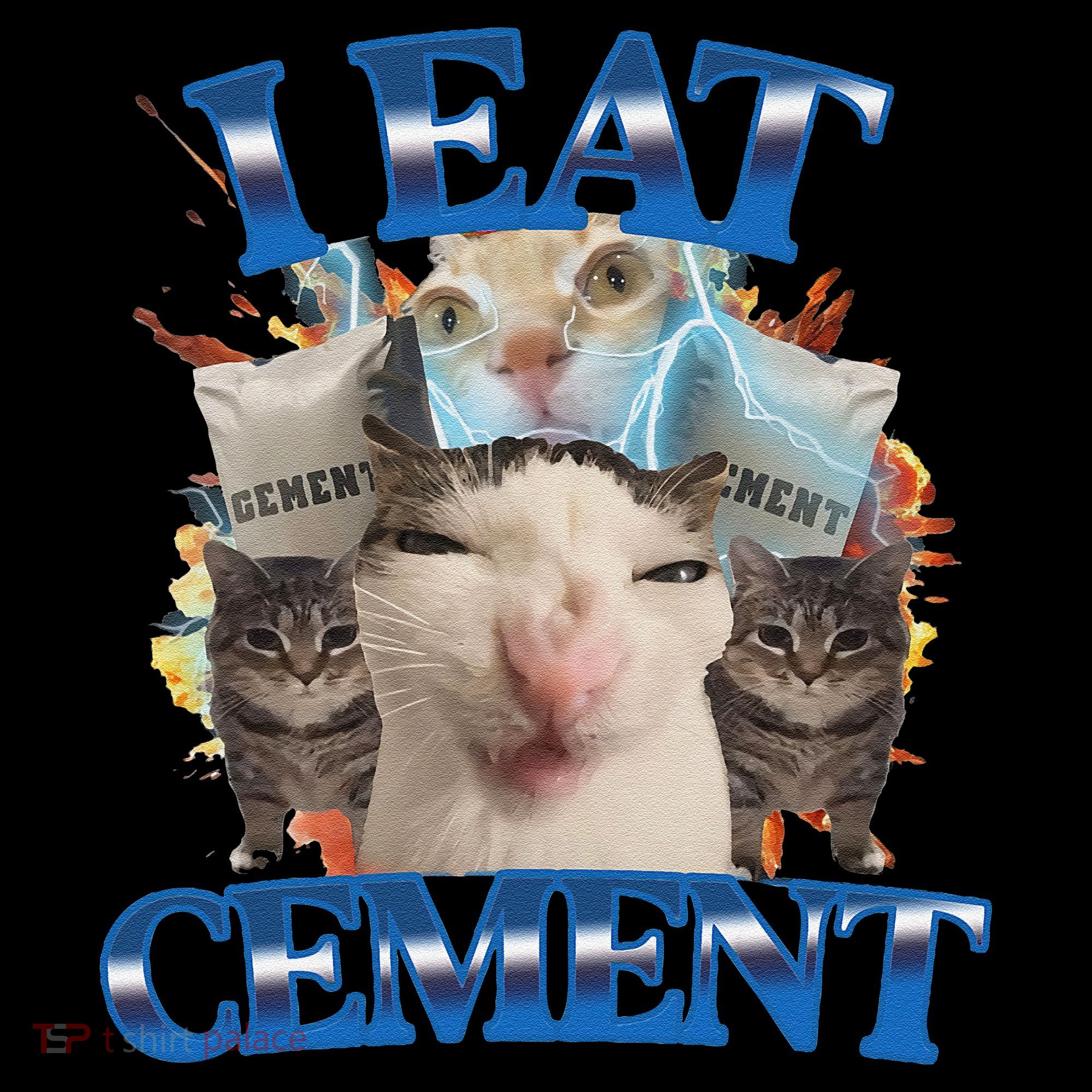 I Eat Cement Cursed Cat Funny Oddly Specific Dank Meme Kids Long Sleeve Shirt
