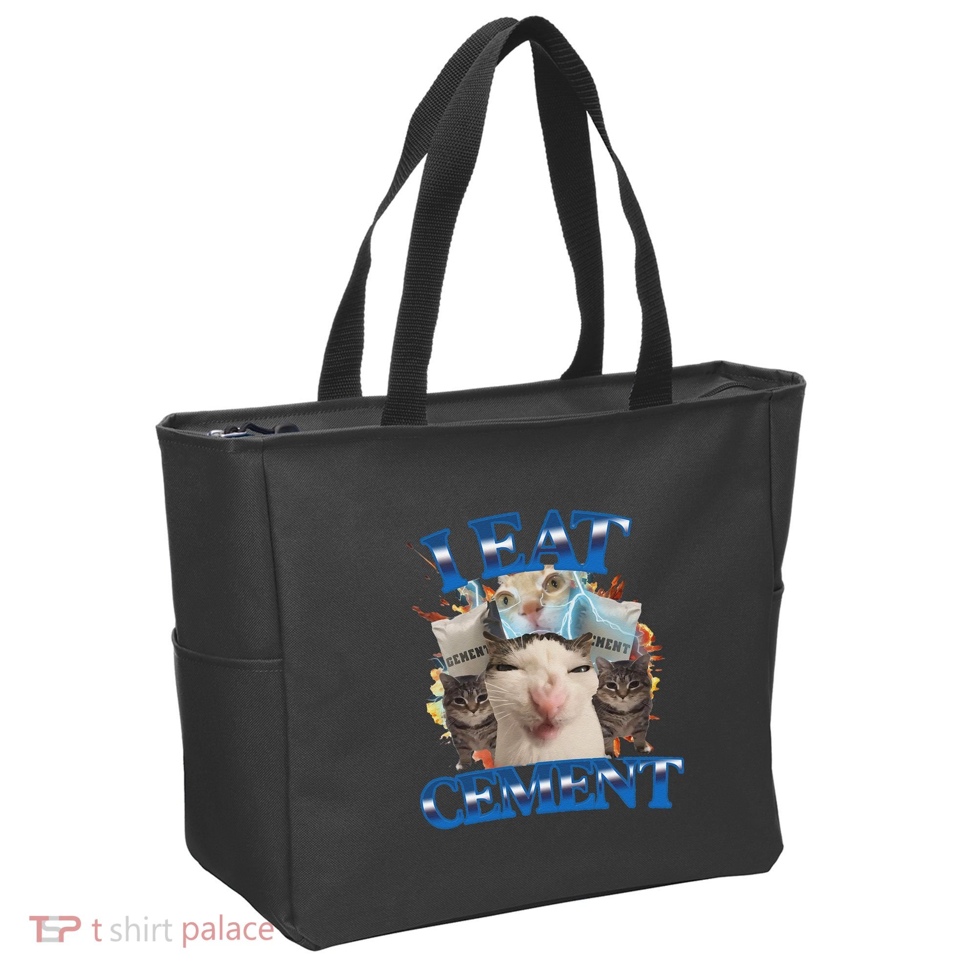 I Eat Cement Cursed Cat Funny Oddly Specific Dank Meme Tote Bag