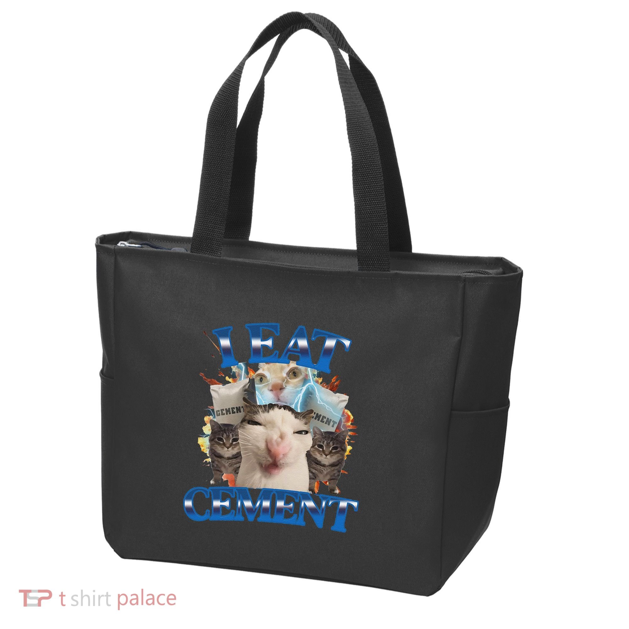I Eat Cement Cursed Cat Funny Oddly Specific Dank Meme Tote Bag