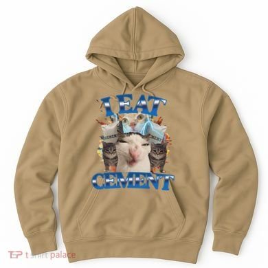 I Eat Cement Cursed Cat Funny Oddly Specific Dank Meme Hoodie