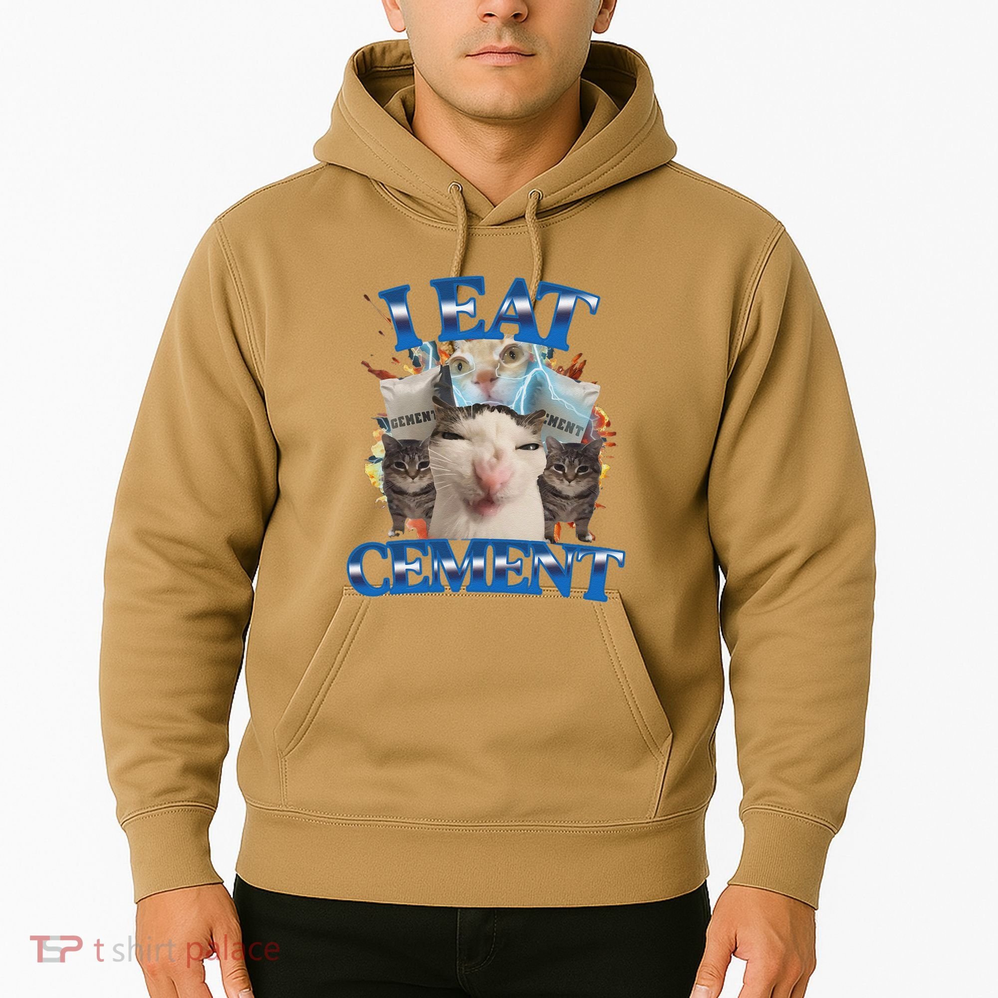 I Eat Cement Cursed Cat Funny Oddly Specific Dank Meme Hoodie