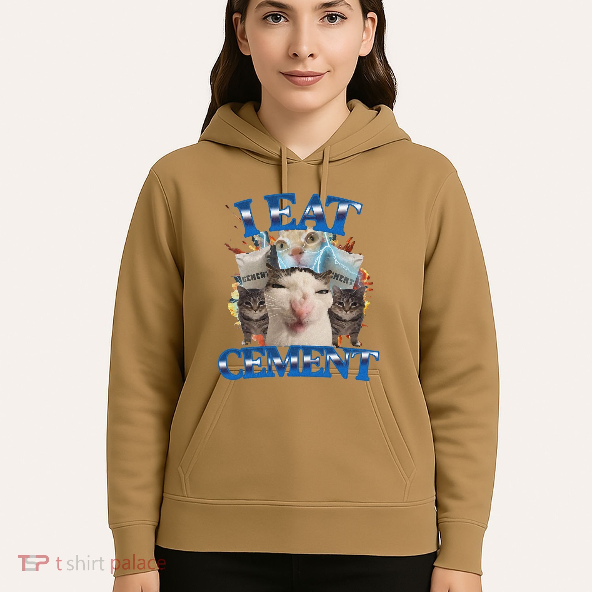 I Eat Cement Cursed Cat Funny Oddly Specific Dank Meme Hoodie