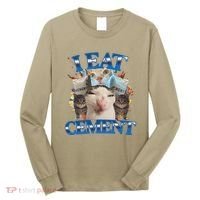 I Eat Cement Cursed Cat Funny Oddly Specific Dank Meme Long Sleeve Shirt thumb 0
