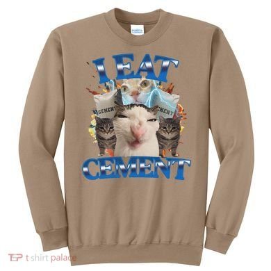 I Eat Cement Cursed Cat Funny Oddly Specific Dank Meme Sweatshirt