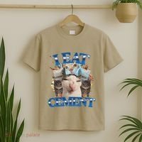 I Eat Cement Cursed Cat Funny Oddly Specific Dank Meme T-Shirt thumb 2
