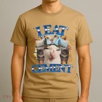 I Eat Cement Cursed Cat Funny Oddly Specific Dank Meme T-Shirt thumb 3