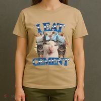 I Eat Cement Cursed Cat Funny Oddly Specific Dank Meme T-Shirt thumb 4