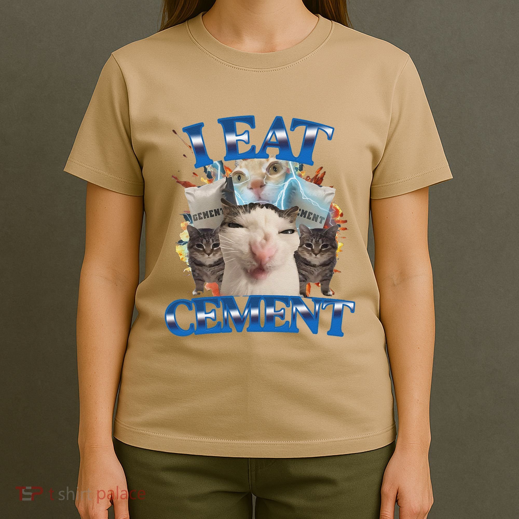I Eat Cement Cursed Cat Funny Oddly Specific Dank Meme T-Shirt