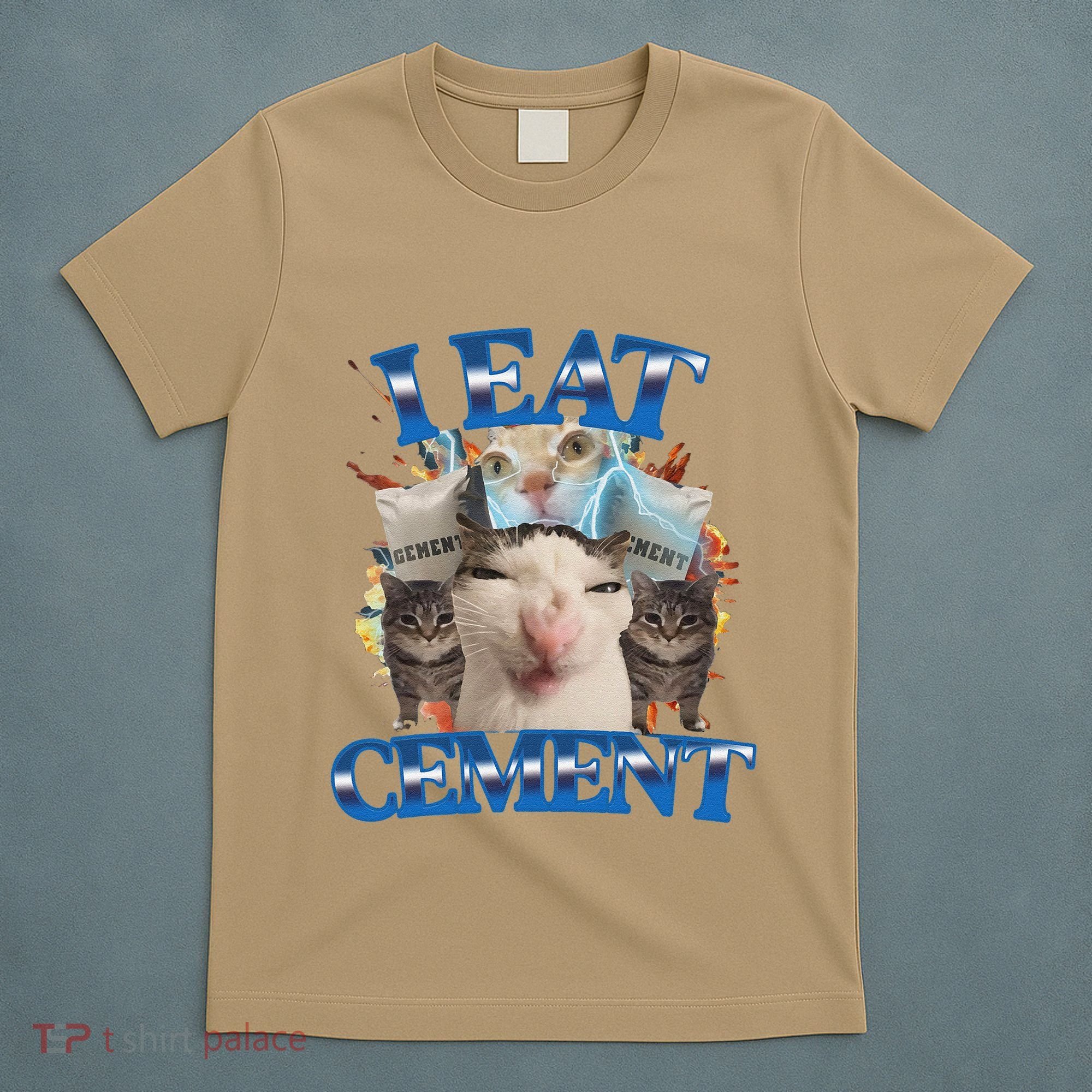 I Eat Cement Cursed Cat Funny Oddly Specific Dank Meme T-Shirt