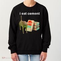 I Eat Cement Cursed Cat Funny Oddly Specific Dank Meme Women's Sweatshirt thumb 0