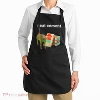 I Eat Cement Cursed Cat Funny Oddly Specific Dank Meme Apron thumb 2
