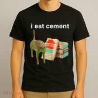 I Eat Cement Cursed Cat Funny Oddly Specific Dank Meme T-Shirt thumb 3