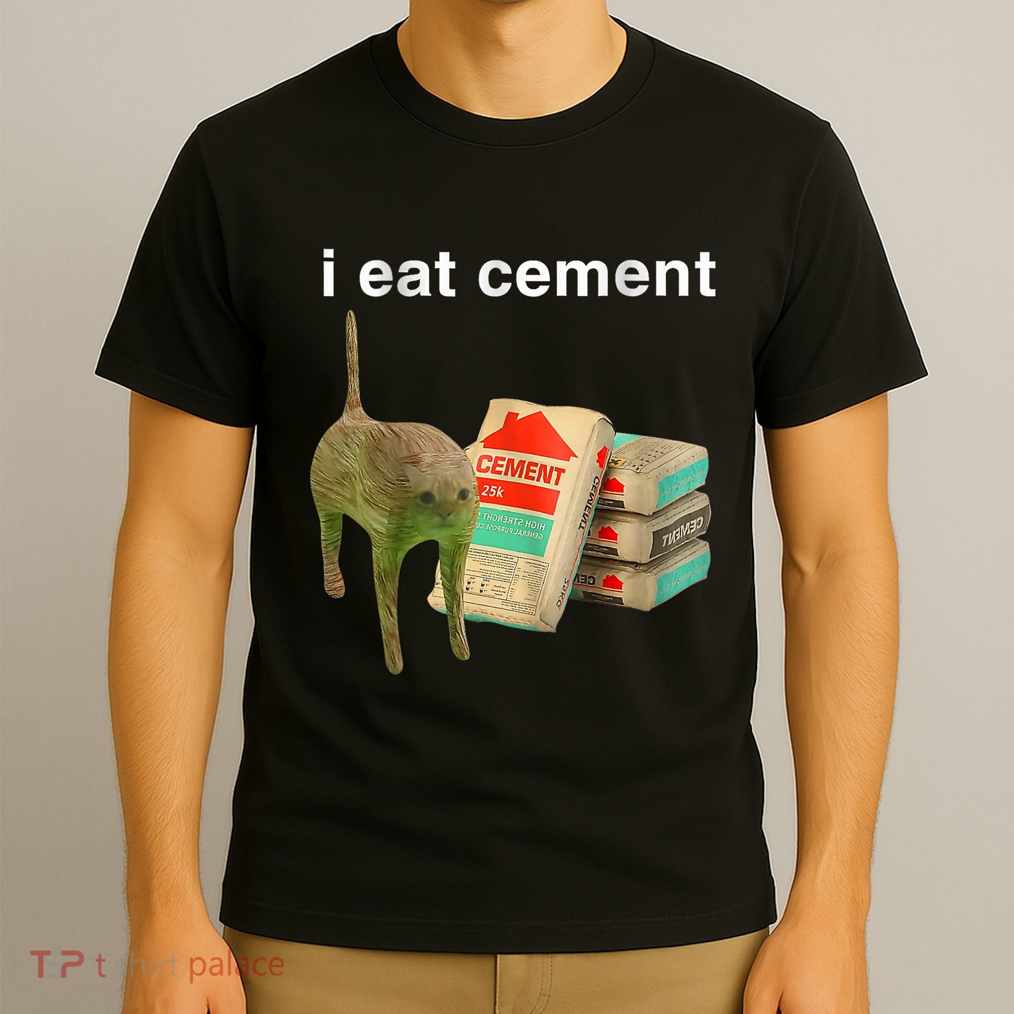 I Eat Cement Cursed Cat Funny Oddly Specific Dank Meme T-Shirt