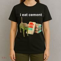 I Eat Cement Cursed Cat Funny Oddly Specific Dank Meme T-Shirt thumb 4