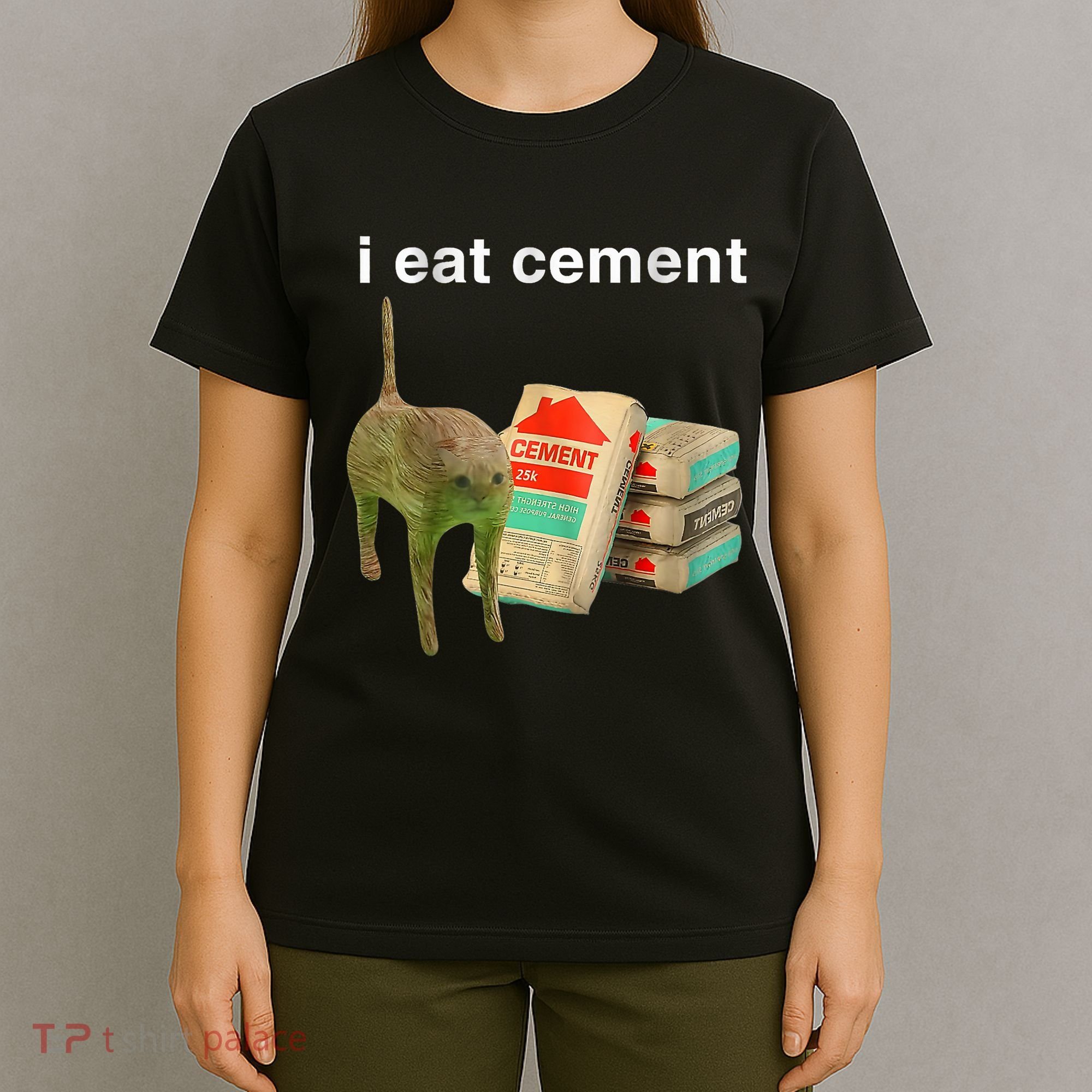 I Eat Cement Cursed Cat Funny Oddly Specific Dank Meme T-Shirt