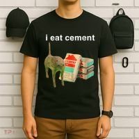 I Eat Cement Cursed Cat Funny Oddly Specific Dank Meme T-Shirt thumb 6