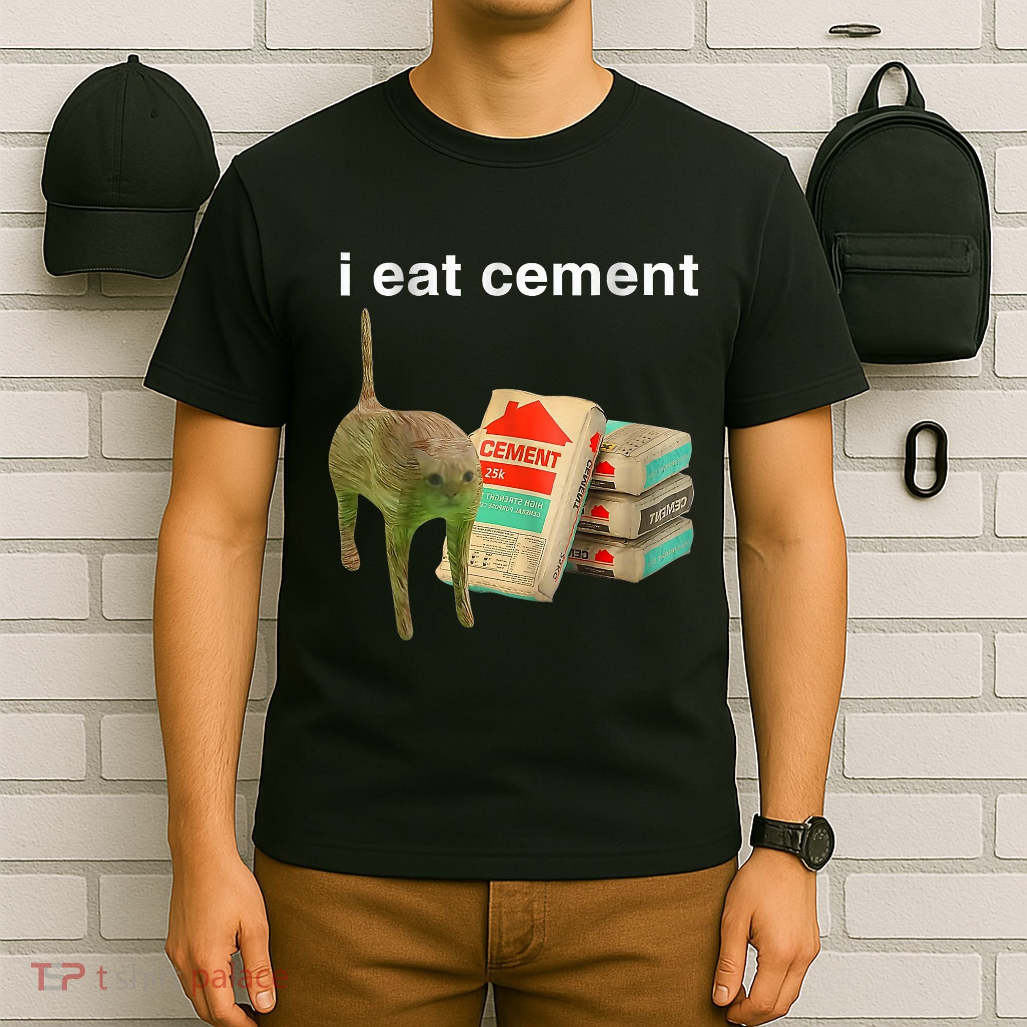 I Eat Cement Cursed Cat Funny Oddly Specific Dank Meme T-Shirt