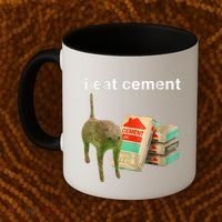 I Eat Cement Cursed Cat Funny Oddly Specific Dank Meme Coffee Mug thumb 2