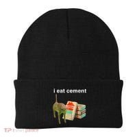I Eat Cement Cursed Cat Funny Oddly Specific Dank Meme Beanie thumb 0