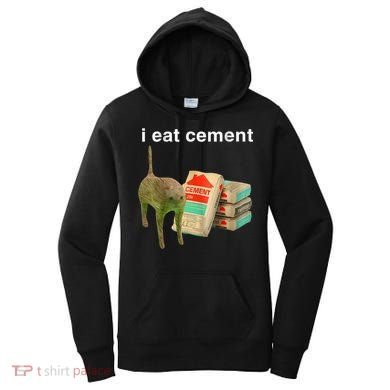 I Eat Cement Cursed Cat Funny Oddly Specific Dank Meme Women's Hoodie
