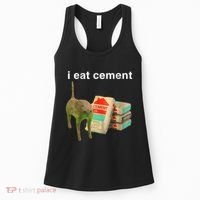 I Eat Cement Cursed Cat Funny Oddly Specific Dank Meme Women's Tank Top thumb 0