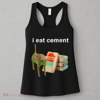 I Eat Cement Cursed Cat Funny Oddly Specific Dank Meme Women's Tank Top thumb 3