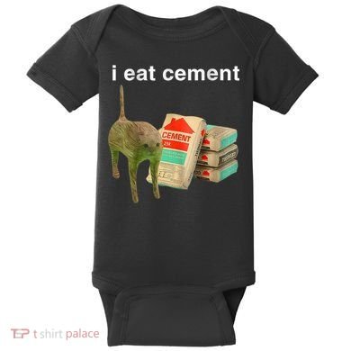 I Eat Cement Cursed Cat Funny Oddly Specific Dank Meme Baby Bodysuit