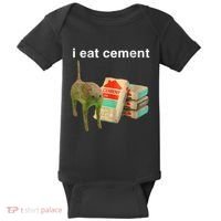 I Eat Cement Cursed Cat Funny Oddly Specific Dank Meme Baby Bodysuit thumb 0