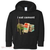 I Eat Cement Cursed Cat Funny Oddly Specific Dank Meme Toddler Hoodie thumb 0