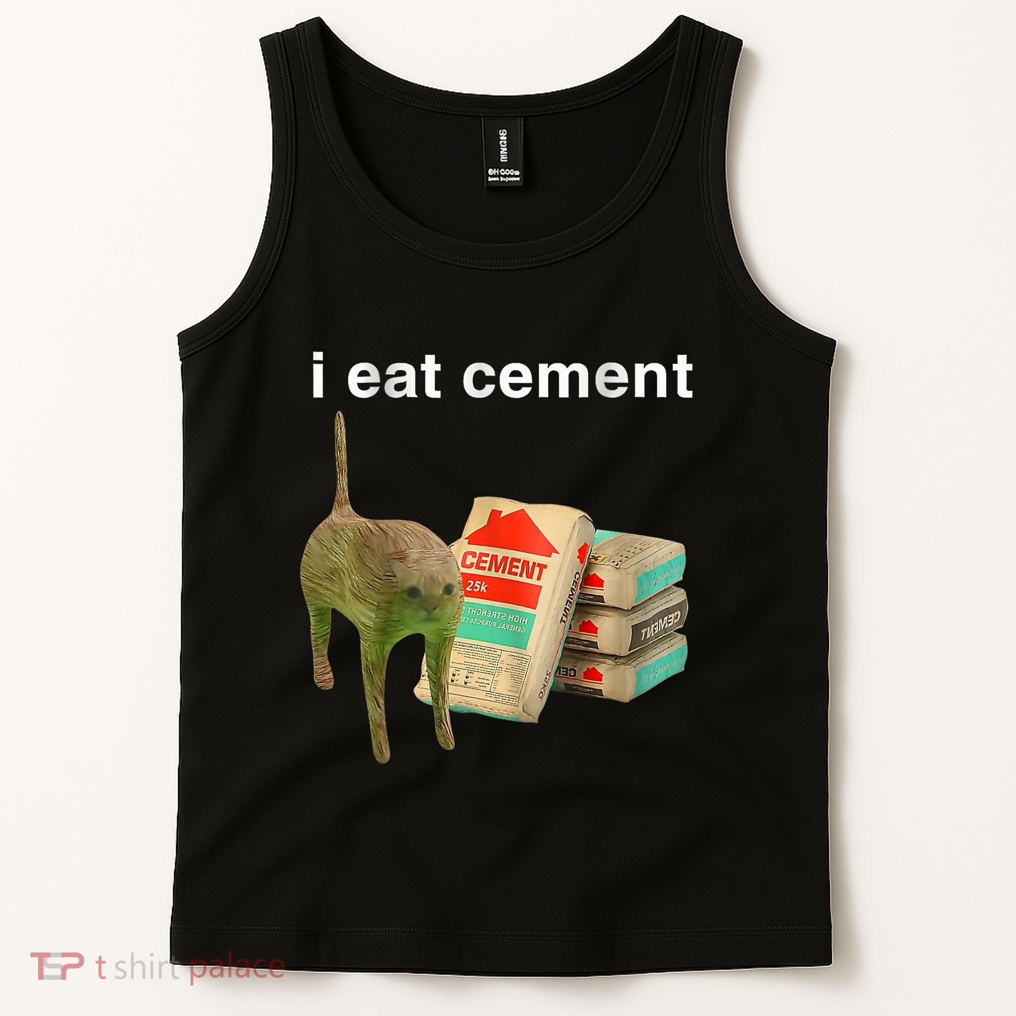 I Eat Cement Cursed Cat Funny Oddly Specific Dank Meme Tank Top