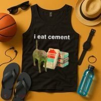 I Eat Cement Cursed Cat Funny Oddly Specific Dank Meme Tank Top thumb 4