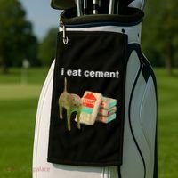 I Eat Cement Cursed Cat Funny Oddly Specific Dank Meme Golf Towel thumb 2