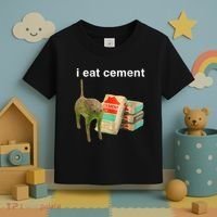 I Eat Cement Cursed Cat Funny Oddly Specific Dank Meme Toddler T-Shirt thumb 3