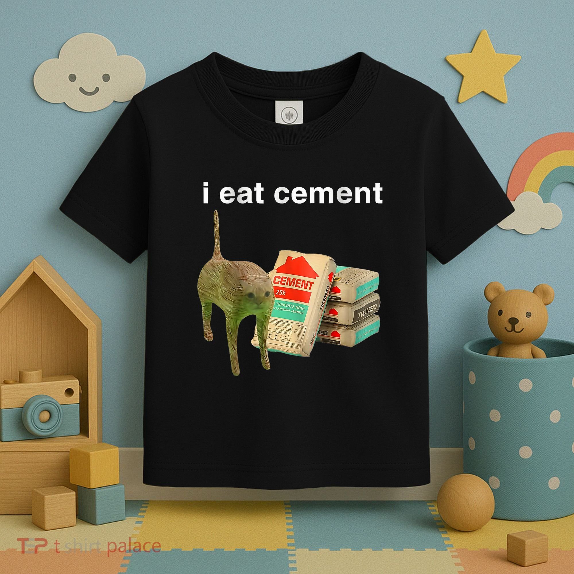 I Eat Cement Cursed Cat Funny Oddly Specific Dank Meme Toddler T-Shirt