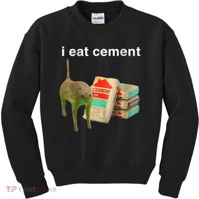 I Eat Cement Cursed Cat Funny Oddly Specific Dank Meme Kids Sweatshirt