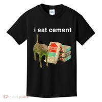 I Eat Cement Cursed Cat Funny Oddly Specific Dank Meme Kids T-Shirt thumb 0