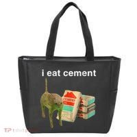 I Eat Cement Cursed Cat Funny Oddly Specific Dank Meme Tote Bag thumb 0