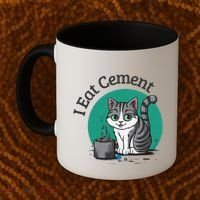 I Eat Cement Cursed Cat Funny Oddly Specific Dank Meme Coffee Mug thumb 2