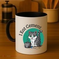 I Eat Cement Cursed Cat Funny Oddly Specific Dank Meme Coffee Mug thumb 4